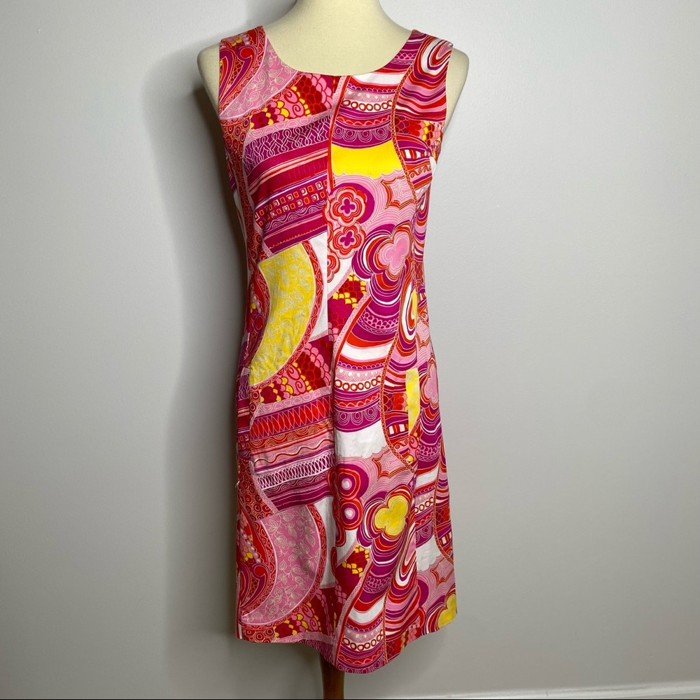 Nine West vibrant colorful sleeveless pocket dress size 4